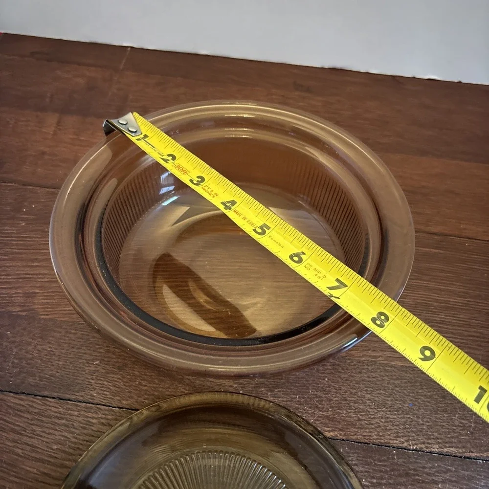 Corning Vision Ware Amber V-30-B 750ml 24oz‎ Ribbed Casserole Dish W/ Lid